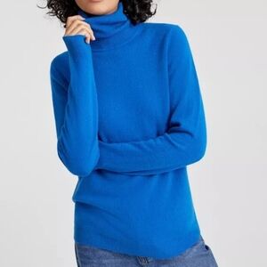 Charter Club Luxury Cashmere Royal Blue 100% Cashmere Turtleneck Size Large